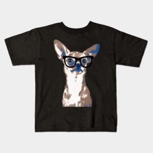 Hipster Chihuahua, Slam Poet Dog, Intelectual Glasses Nerd Kids T-Shirt